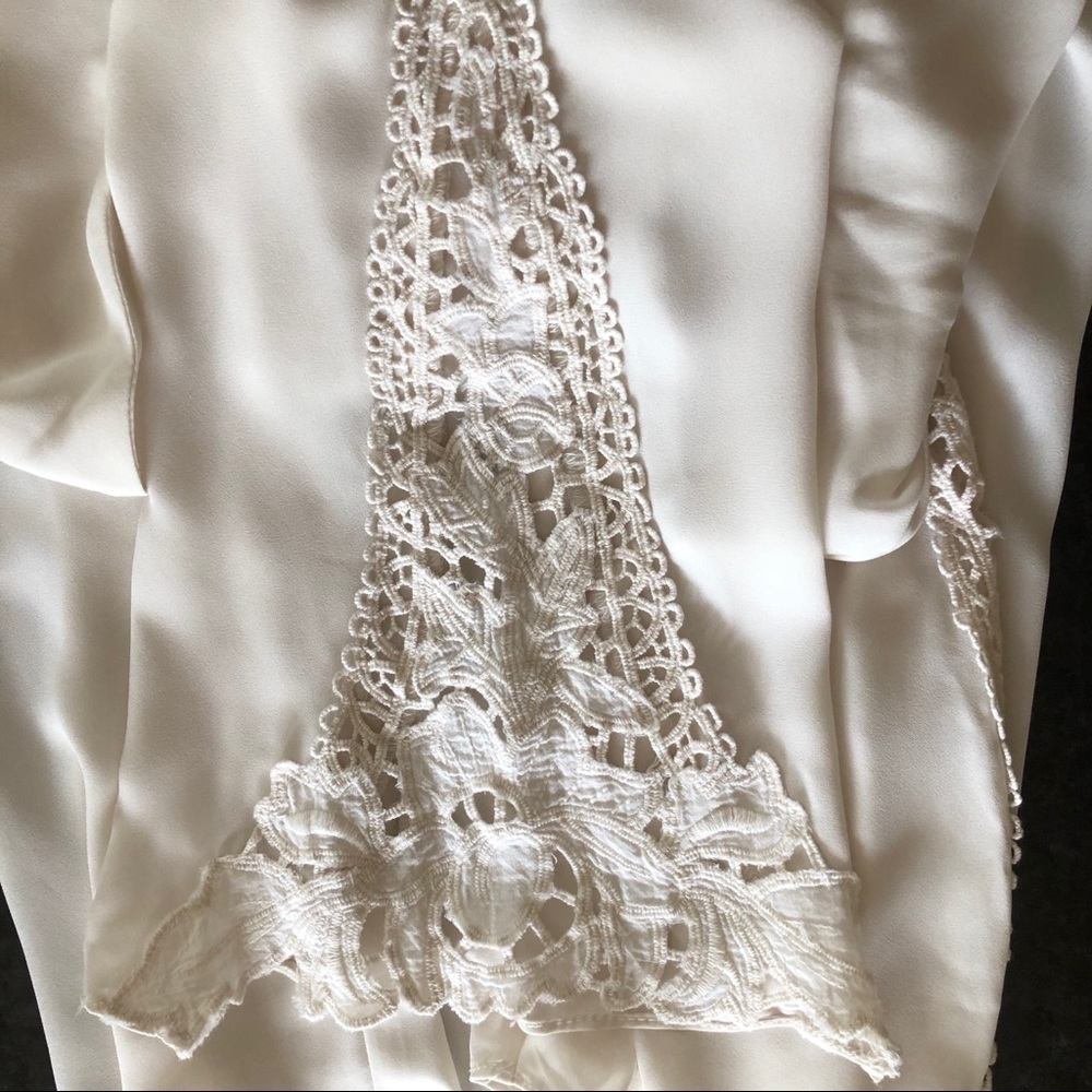 Cato semi sheer cream white lace long sleeve Top S - Picture 5 of 7